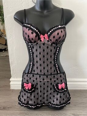 VTG Y2K Victoria’s Secret Polka Dot Babydoll lingerie